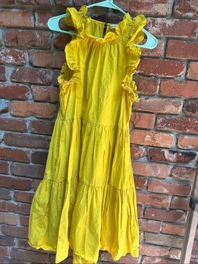 Ulla Johnson Yellow Ruffle Tiered Cotton Dress